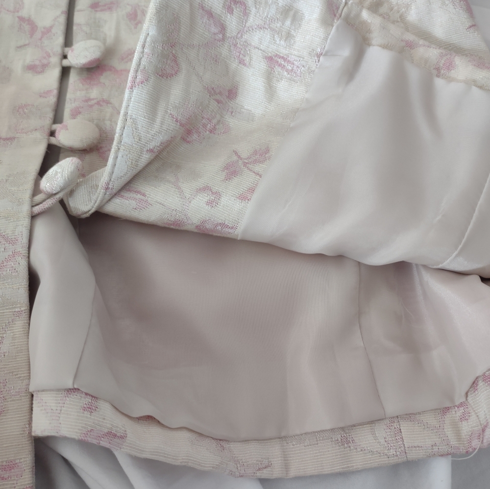Vintage Brocade Blazer Size 6 Light Pink Cream NWT New Linen‎ Blend - Picture 9 of 9